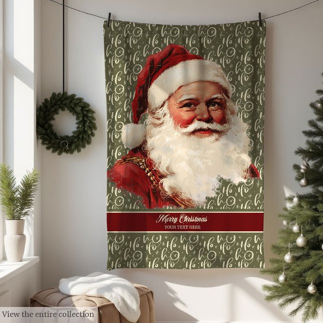 Couverture Polaire Magique Retro Santa Claus Jeter pour le charme de  (Magical Retro Santa Claus Throw for Holiday Charm)