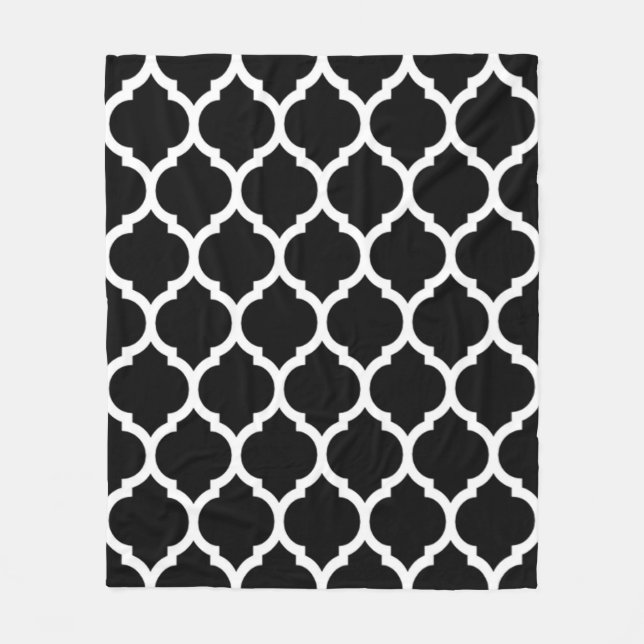 Couverture Polaire Magnifique Black White Marocain Quatrefoil Motif (Devant)