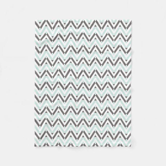 Couverture Polaire Magnifique Motif Chevron Gris de Monnaie Blanc (Devant)
