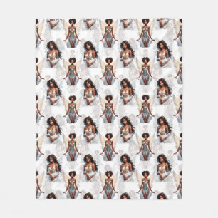 Couverture Polaire Magnifique motif de design d'anges de fille noire 