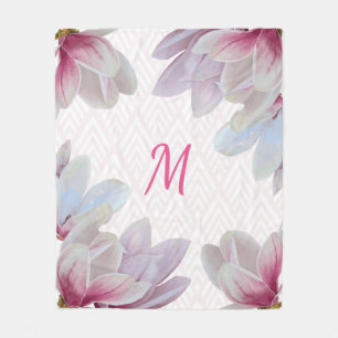 Couverture Polaire Magnolia rose du sud - fleurs