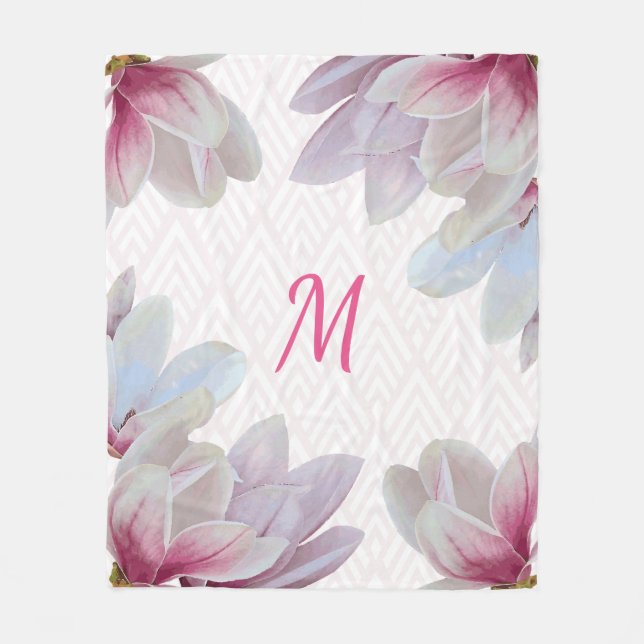 Couverture Polaire Magnolia rose du sud - fleurs (Devant)