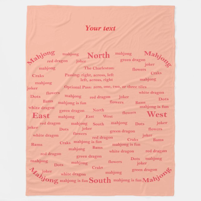 Couverture Polaire Mahjong tuiles noms de mots (Devant)