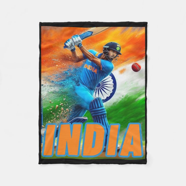 Couverture Polaire Maillot de soutien de cricket d'Inde - F Cricket i (Devant)