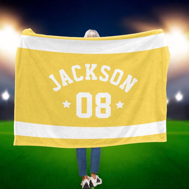 Couverture Polaire Maillot de sport jaune nom et numéro (Créateur téléchargé)