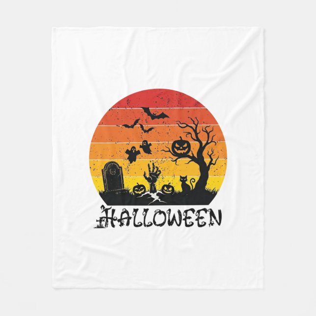 Couverture Polaire Main de zombie d'Halloween Pierre tombale Arbre Ch (Devant)