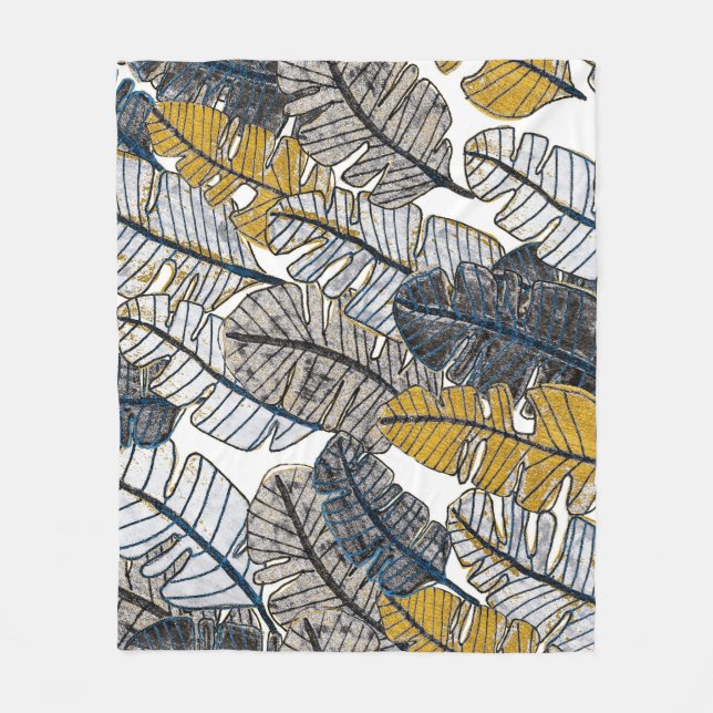 Couverture Polaire Main tirée : Feuilles tropicaux (Devant)