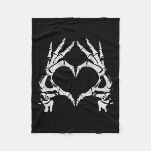 Couverture Polaire Mains du coeur - Halloween - Squelette Mains Coeur