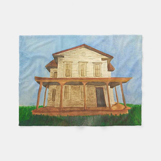 Couverture Polaire Maison aquarelle (Devant (Horizontal))