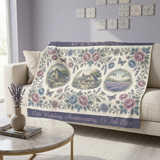 Couverture Polaire Maison de campagne toile de Jouy florale mariage a