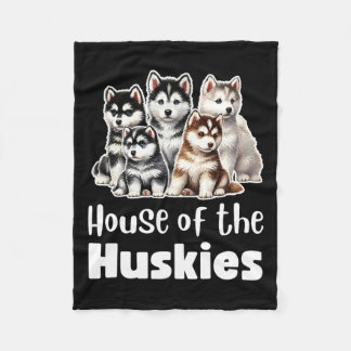 Couverture Polaire Maison Des Huskies Jolie Aquarelle Puppy Huskies