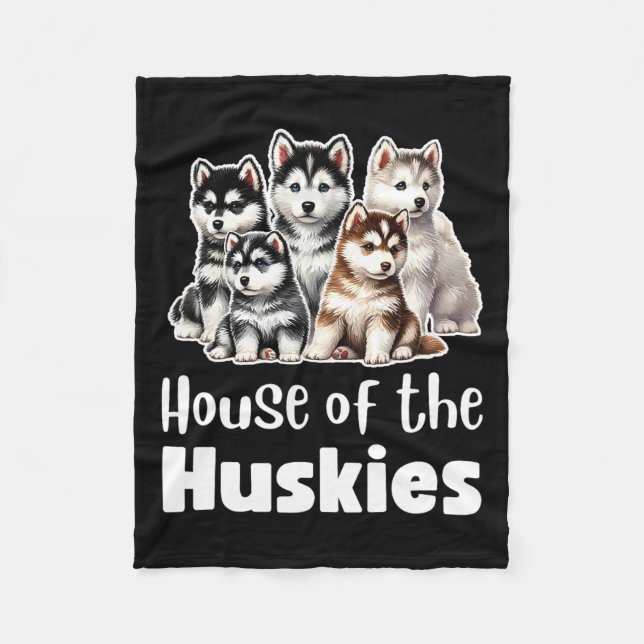 Couverture Polaire Maison Des Huskies Jolie Aquarelle Puppy Huskies (Devant)