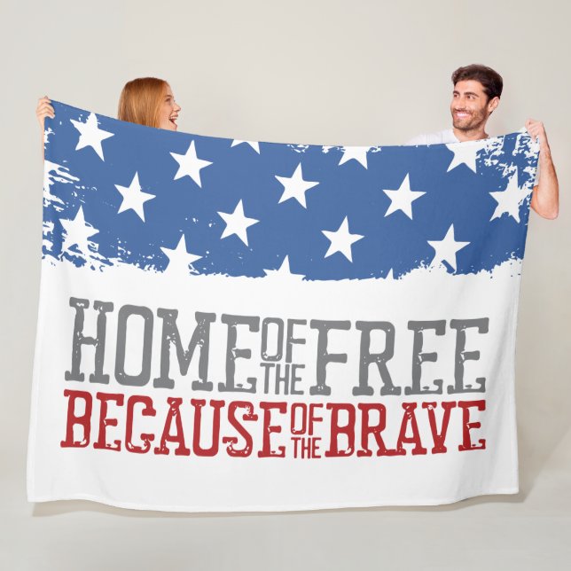 Couverture Polaire Maison des libres grâce aux braves drapeau américa (En situation)