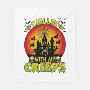 Couverture Polaire Maison hantée de Chillin Creeps Halloween Sorcière
