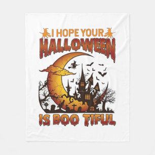 Couverture Polaire Maison Hantée Halloween Boo Tiful Croissant de Lun
