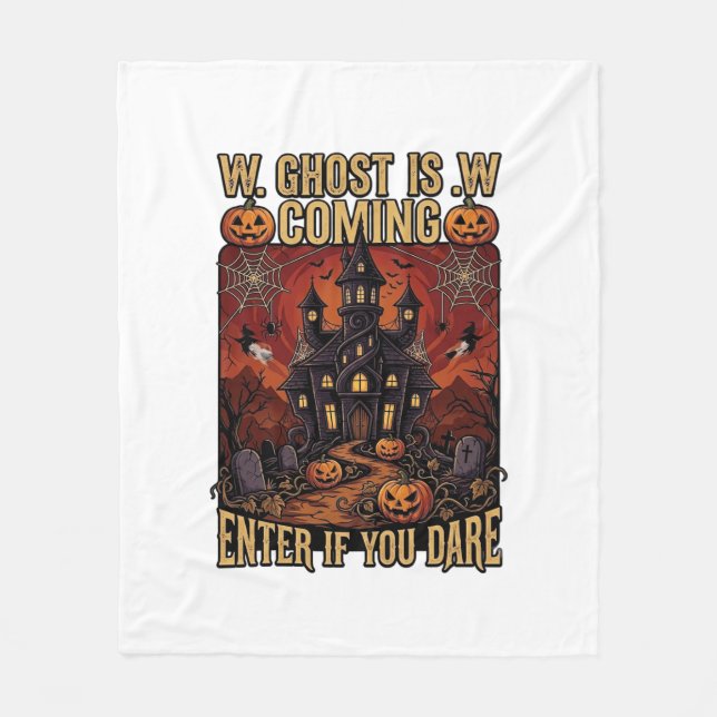 Couverture Polaire Maison hantée Halloween Fantôme arrive Citrouilles (Devant)