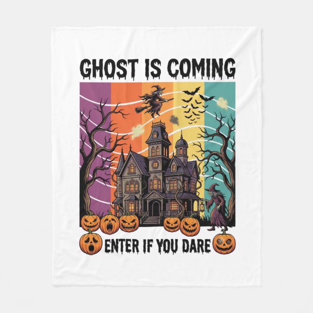 Couverture Polaire Maison Hantée Halloween Fantôme Arrive Pompe à Sor (Devant)
