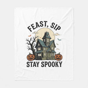 Couverture Polaire Maison Hantée Halloween Gravure Vintage Épouvantab