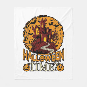 Couverture Polaire Maison Hantée Halloween Pleine Lune Citrouilles