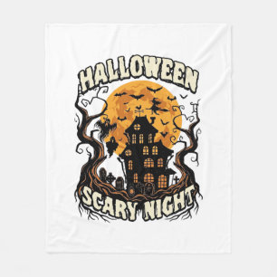 Couverture Polaire Maison Hantée Nuit Effrayante Halloween Pleine Lun