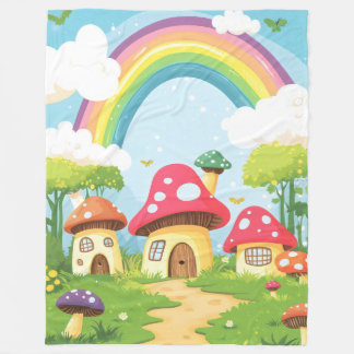 Couverture Polaire Maisons de champignons et arc-en-ciel 11