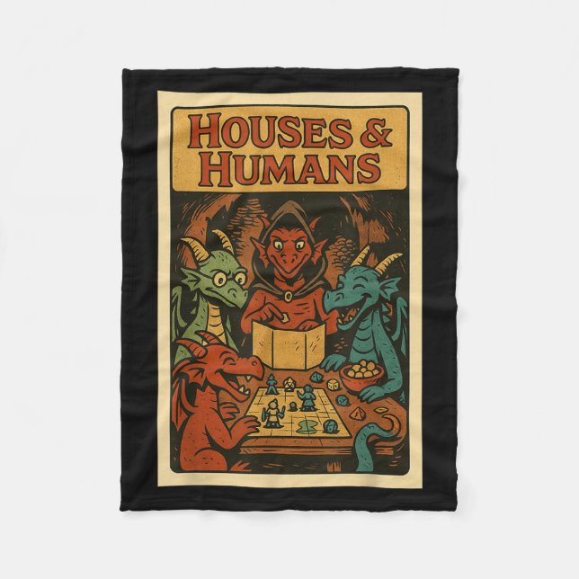 Couverture Polaire Maisons Et Humains Drôle Rpg Gamer Jeu Nerd Hommes (Devant)