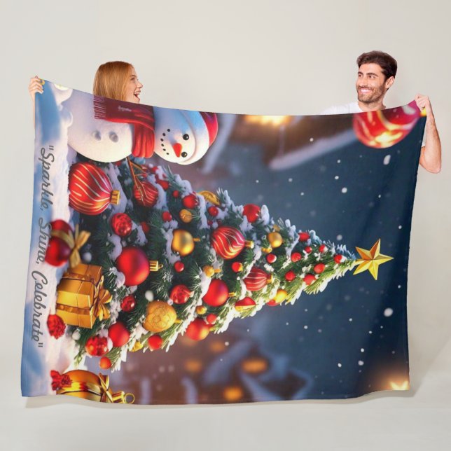 Couverture Polaire "Majesté de l'arbre de Noël" (En situation)