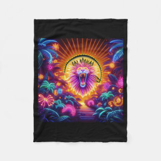 Couverture Polaire Majesté Le Lion Neon Jungle BLANKET