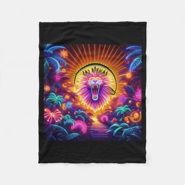 Couverture Polaire Majesté Le Lion Neon Jungle BLANKET (Devant)