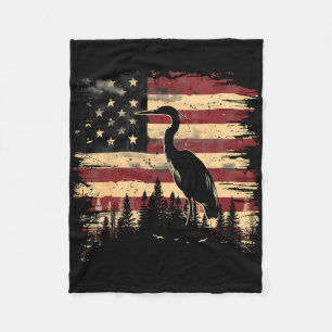 Couverture Polaire Majestic Heron 4 juillet Drapeau américain Nature