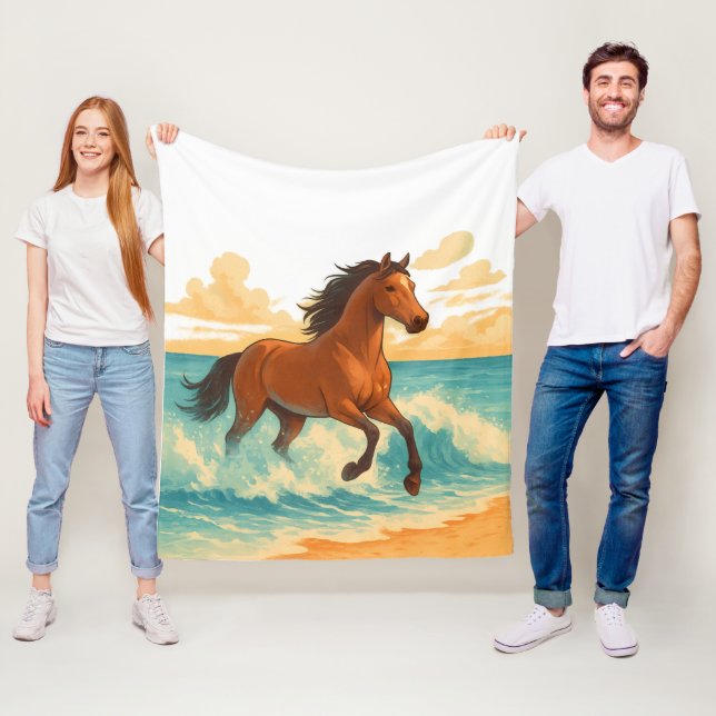Couverture Polaire Majestic Horse Rising from the Sea Power and Free (En situation)