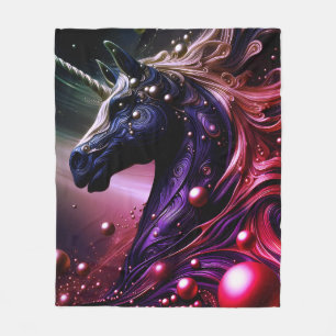 Couverture Polaire Majestic Noir et or Unicorne Design