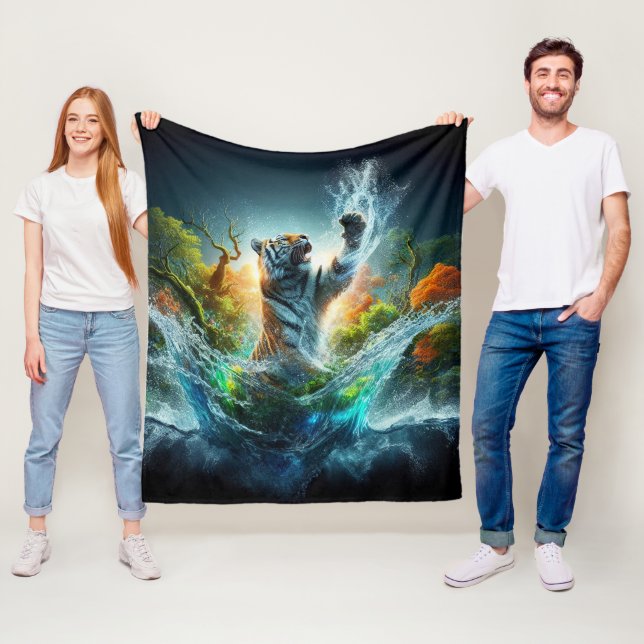 Couverture Polaire Majestic Tiger Splash Fantasy Wildlife Nature (En situation)