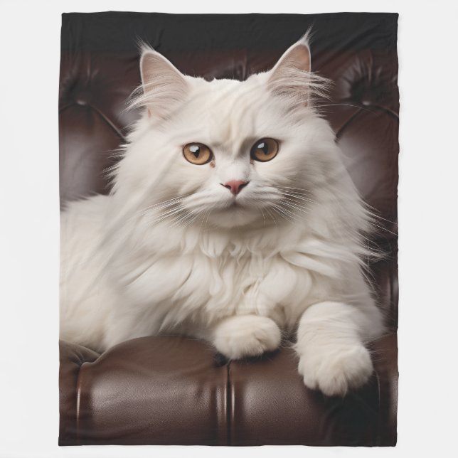 Couverture Polaire Majestic white cat (Devant)