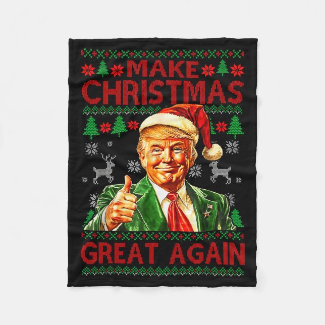 Couverture Polaire Make Christmas Great Again Xmas Funny Trump Pajama (Devant)