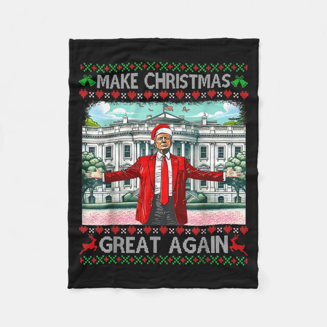 Couverture Polaire Make Christmas Great Again Xmas Funny Trump Pajama (Devant)