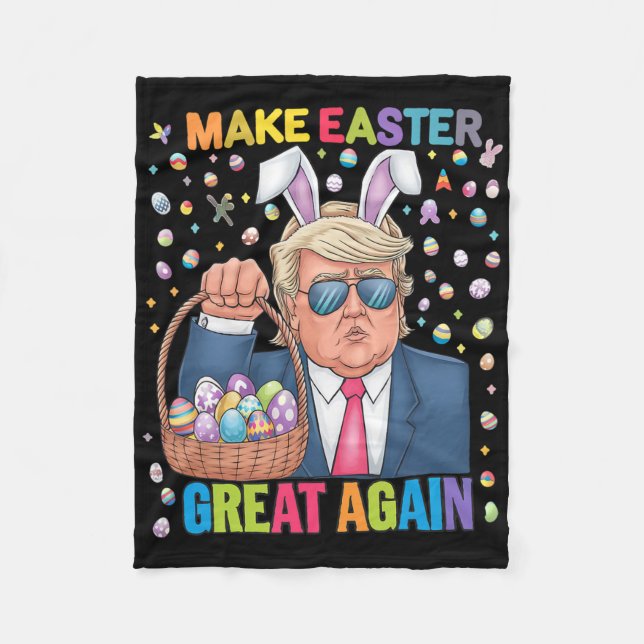 Couverture Polaire Make Easter Great Again Funny Trump Bunny Spring H (Devant)