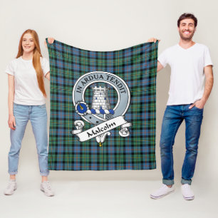 Couverture Polaire Malcolm Ancien Clan Badge Tartan Plaid