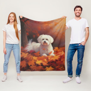 Couverture Polaire Maltais en automne Feuilles automne Inspiration