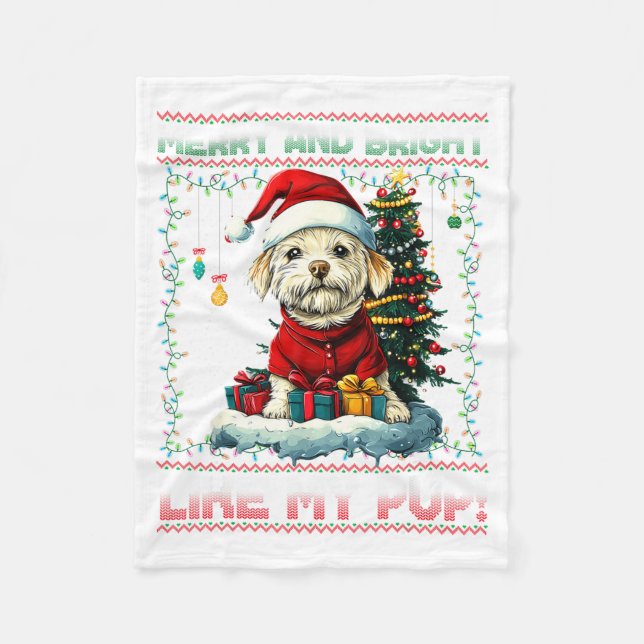 Couverture Polaire Maltese Christmas Tree Lights Decorations Dog Love (Devant)