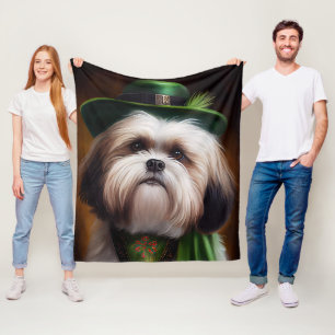 Couverture Polaire Malti Tzu Chien en Robe de la Saint Patrick