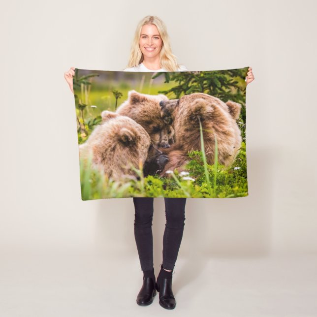 Couverture Polaire Mama bear nourrit ses deux petits, Lake Clark Nati (En situation)