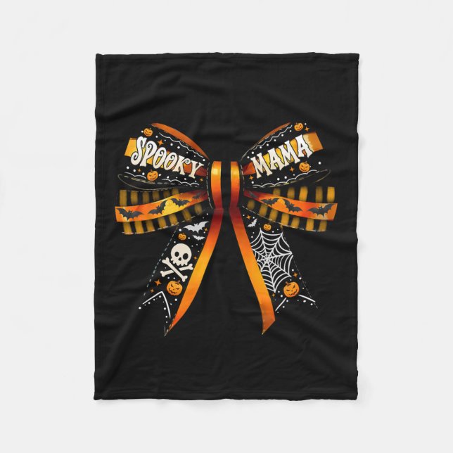Couverture Polaire Mama Coquette Bow Citrouille mignonne Halloween Fe (Devant)