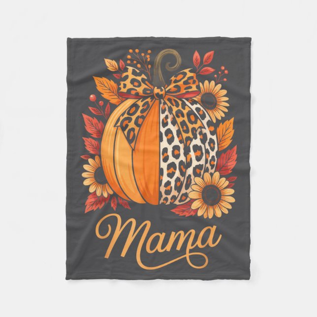 Couverture Polaire Mama Thanksgiving Leopard Pumpkin Sunflower Coquet (Devant)