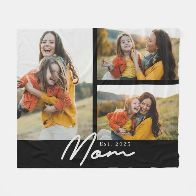 Couverture Polaire Maman a établi un script élégant noir 3 Photo (Devant (Horizontal))