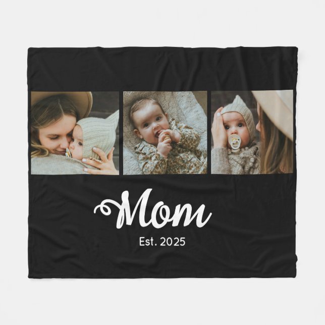 Couverture Polaire Maman a établi un script gras moderne noir 3 Photo (Devant (Horizontal))