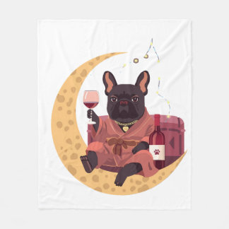 Couverture Polaire Maman Bouledogue Français Soirée Vin