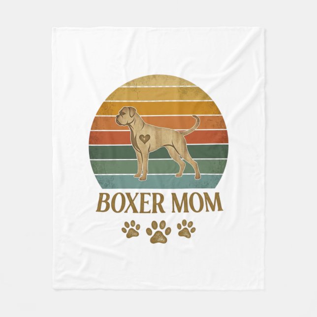 Couverture Polaire Maman Boxer Chien Rétro Coucher de Soleil Empreint (Devant)