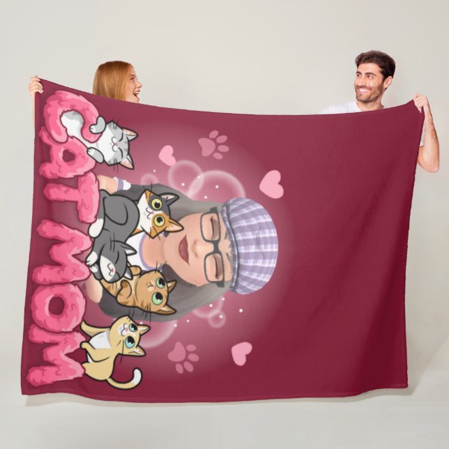 Couverture Polaire Maman Chat-Lotus (En situation)