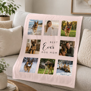 Couverture Polaire Maman chien Mère blush rose photo collage
